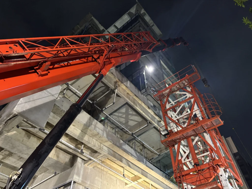 Tower crane at the high-rise building construction site in Jakarta